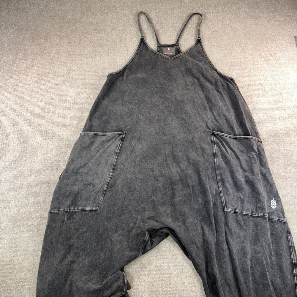 Free People Movement Hot Shot Jumpsuit XS Washed Black Mineral Harem One Piece